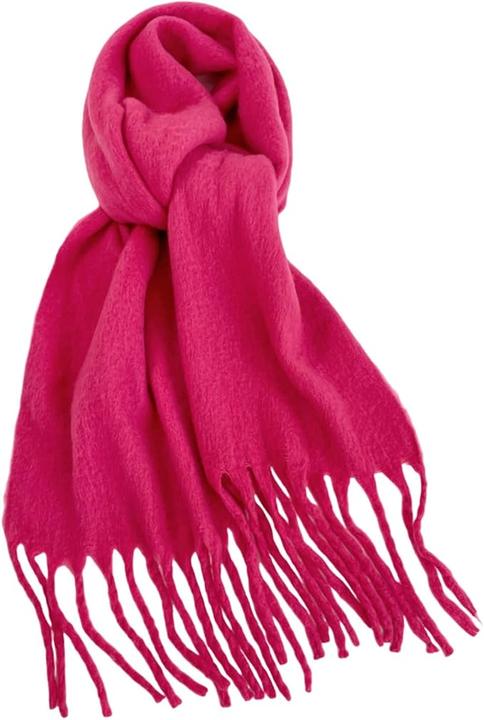 Immagine prodotto Only-Bags.Store Solid Colour Plush Warm Chunky Scarf Long Simple Large Thickened Tassel Scarf Winter Outdoor