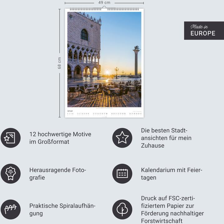 Produktbild Venezia Kalender 2026 - La Serenissima (49 x 68 cm, Harter Einband, Deutsch, Englisch)