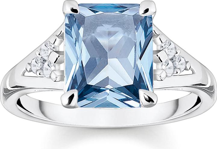 Produktbild Thomas Sabo Ring mit Aqua und Weissen Steinen Silber (56, 925 Silber)