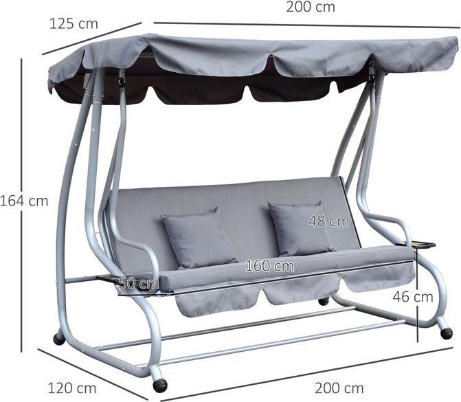 Produktbild Outsunny Hollywoodschaukel Gartenschaukel 3-Sitzer mit Liegefunktion