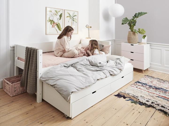 Produktbild Manis-h Manis h LUNA Einzelbett mit Ausziehbett und 2 Schubladen Snow white (120 x 200 cm)