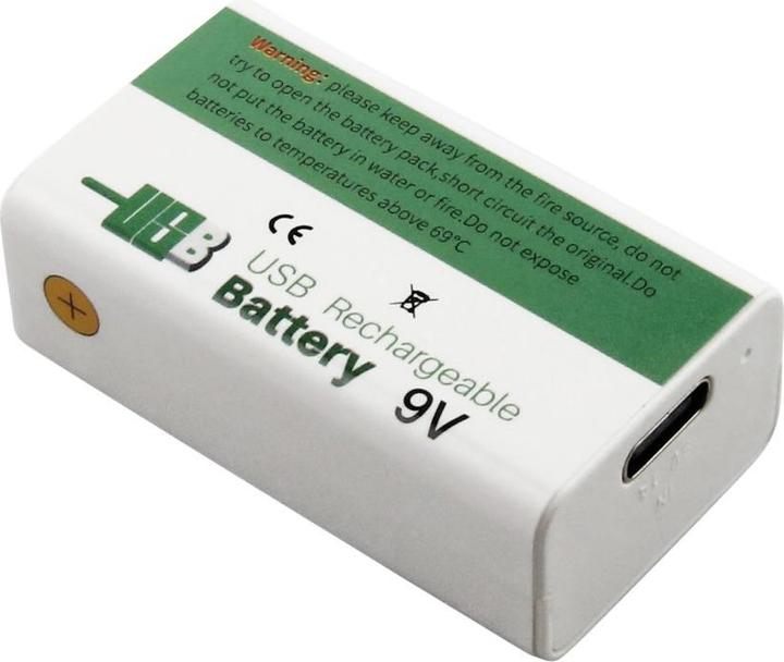 Produktbild AccuCell 9V Akkublock mit USB-C Ladeanschluss, Li-ion, 7,4V, 1200mAh, 8,1 Wh (1 Stk., 1200 mAh, Akku)