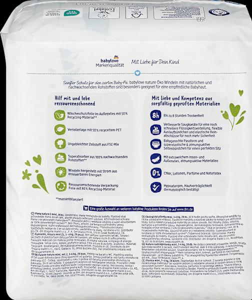 Nährwerte und Zutaten dm babylove nature Windeln (Gr. 2, Tragepack, 28 Stück)