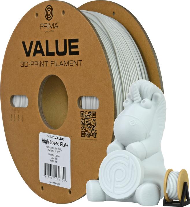 Image du produit Prima Creator PrimaValue PLA+ High Speed -filamentti 3D -tulostimeen,, harmaa (PLA, 1.75 mm, 1320 g, Gris)