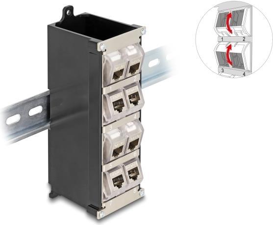 Immagine prodotto Delock Supporto Keystone a 8 porte inclinabile per binario top hat o
