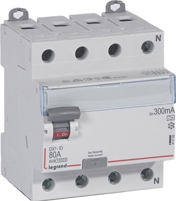 Vanpee Interrupteur différentiel DX3 PFI 80A 300mA, 4P, 4M, 10kA, type A