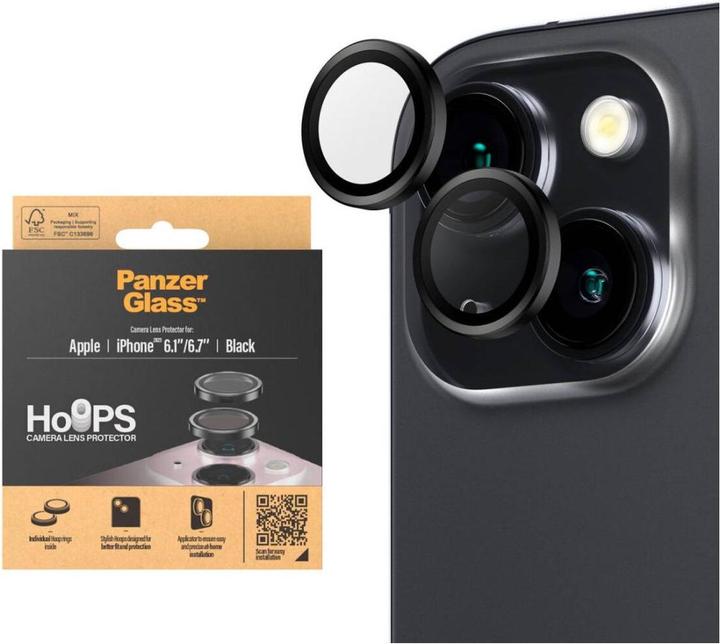 Produktbild PanzerGlass Hoops Camera Lens Protector (1 Stück, Apple iPhone 15)