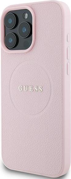 Image du produit Guess GUHMP15XPGHSMMP iPhone 15 Pro Max 6.7" różowy/pink MagSafe PU Grained Gold Ring (Apple iPhone 15 Pro Max)