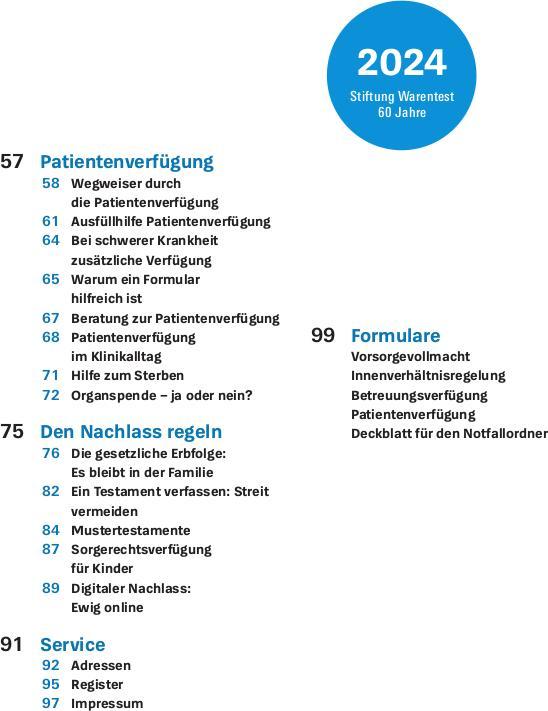 Produktbild Das Vorsorge-Set (Deutsch, Stiftung Warentest, 2024)
