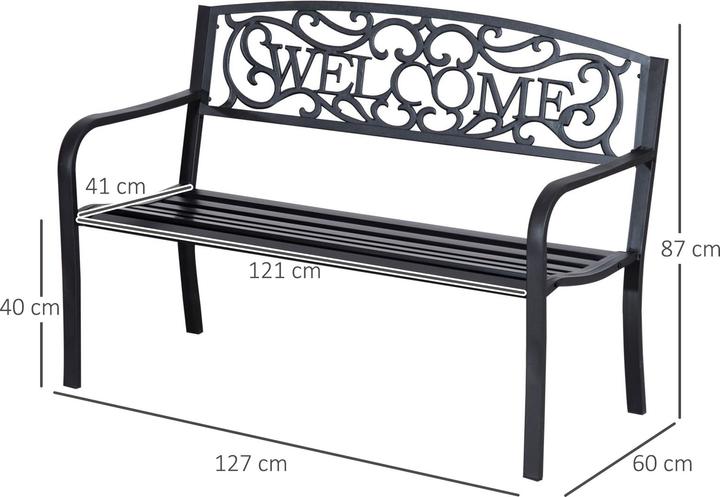 Actual product image Outsunny Gartenbank Eisen, pulverbeschichtet Schwarz