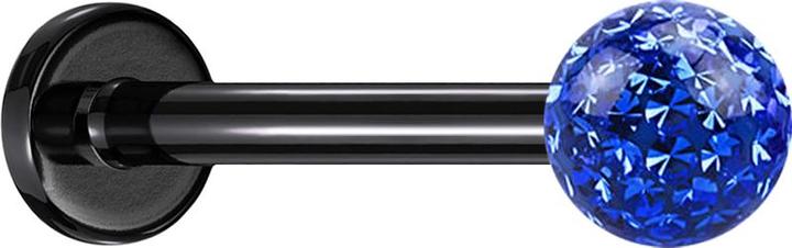 Immagine prodotto Star Piercing Micro labret nero con strato protettivo epossidico blu scuro a forma di sfera di cristallo (senza ottone, Titanio G23)