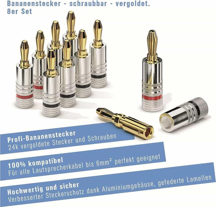 Produktbild Delock PureLink sonero Bananenstecker - schraubbar - 8er Set