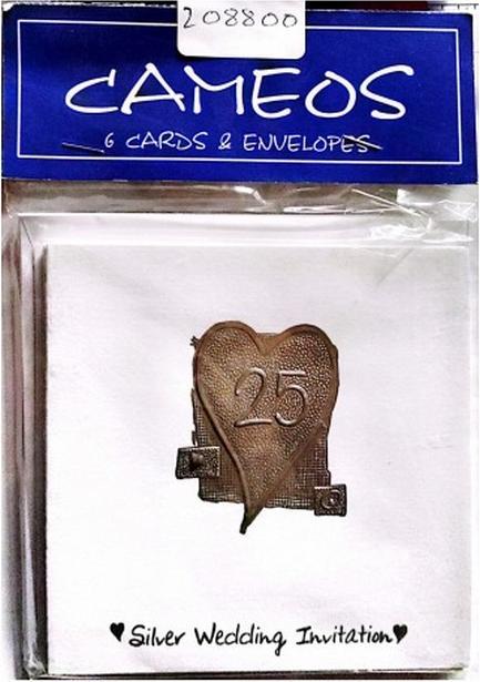 Immagine prodotto Cameos Nozze d'Argento (25 Anni di Matrimonio) Inviti Misura Confezione 6 (6 pz.)