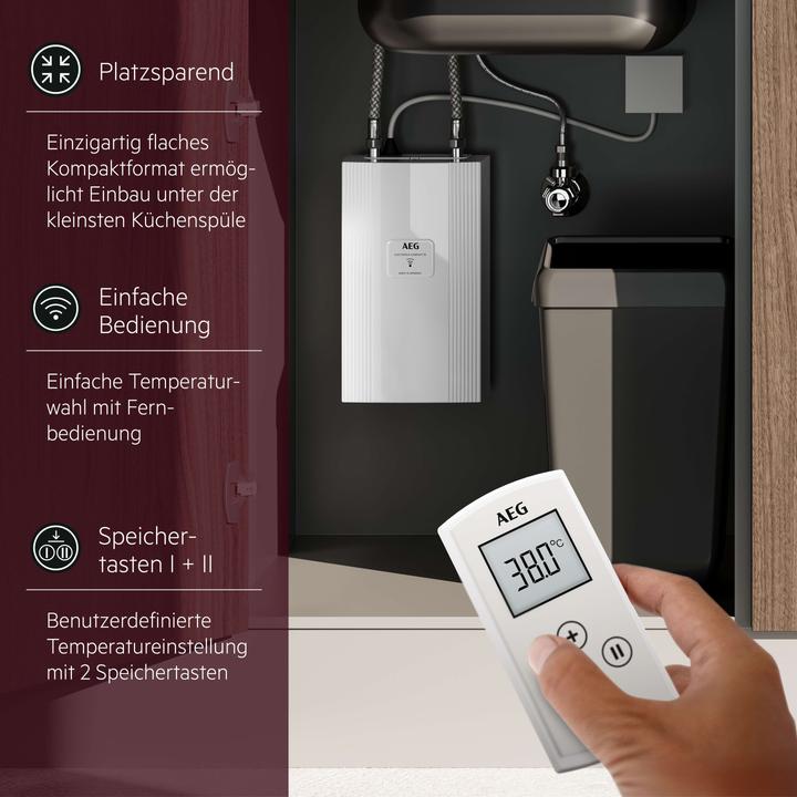 Actual product image AEG Haustechnik DDLE Kompakt FB 11/13 kW Compact instantaneous water heater for the kitchen, remote control, 400 V