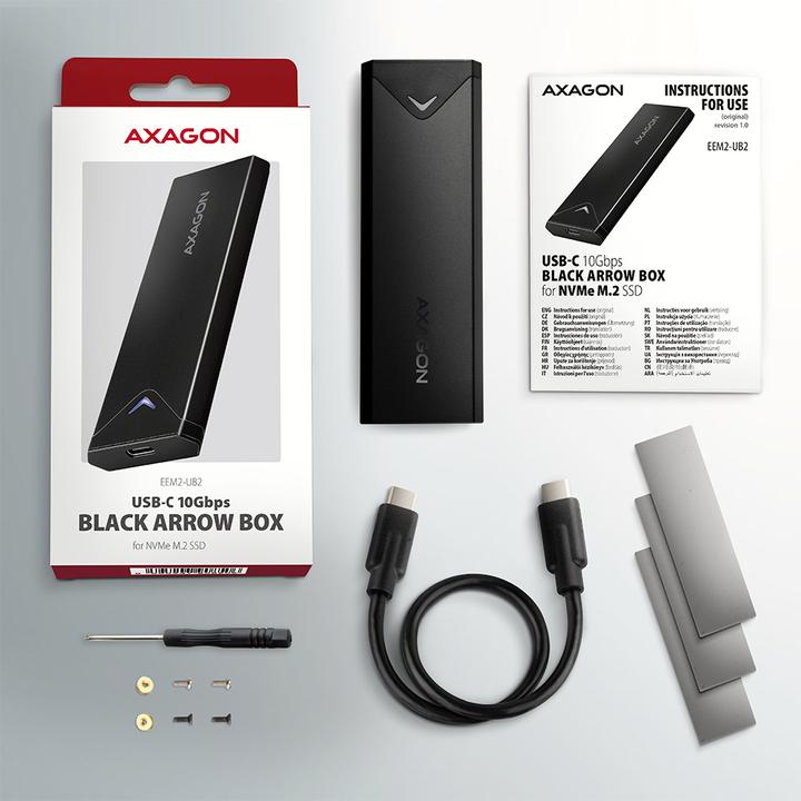 Produktbild Axagon Boitier externe USB 3.2 EEM2-UB2 - NVMe M.2 Type 2280 (Noir) (M.2 2280)