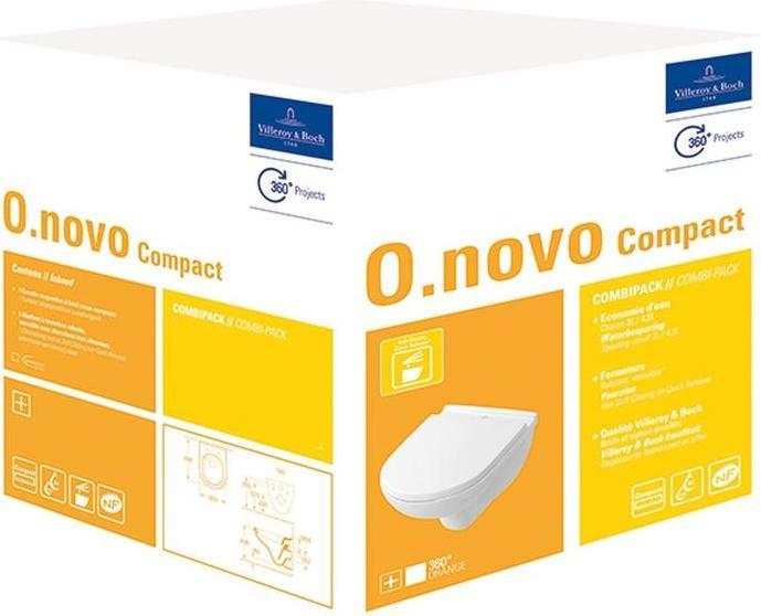Actual product image Villeroy & Boch WC set O.novo compact encrusted white 5688H101