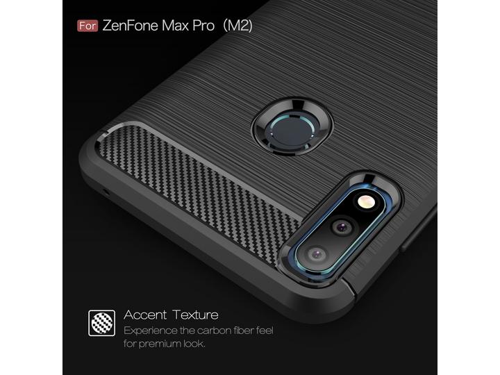 Actual product image Screenguard Asus Zenfone Max Pro M2 Cover Carbon Brushed Soft TPU (Asus Zenfone Max Pro (M2))