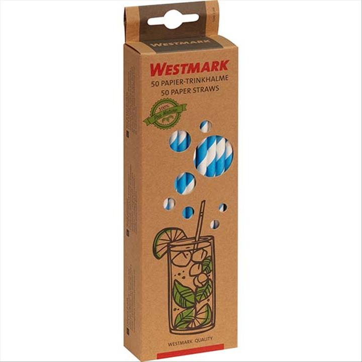 Produktbild Westmark 50 Papier-Trinkhalme, blau-weiss, 19,7 cm, 50 sb (50 x)