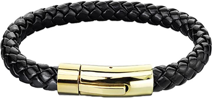 Immagine prodotto Star Piercing Bracciale in ecopelle nero con chiusura dorata (21.60 cm, Ecopelle, Acciaio chirurgico 316L, senza ottone)