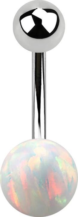 Immagine prodotto Star Piercing Banana argento con palla e palla opalina bianca (senza ottone, Acciaio chirurgico 316L)