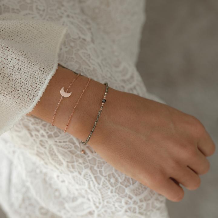 Actual product image Glanzstücke München Ladies moon sterling silver rose gold 17.0 cm base length + 3.0 cm extension - 11512 (17 cm, Sterling Silver)
