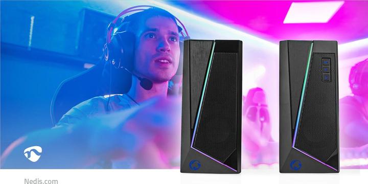Produktbild Nedis Gaming-Lautsprecher | Lautsprecherkanäle: 2.0 | Stromversorgung über USB | 3.5 mm Stecker | 18