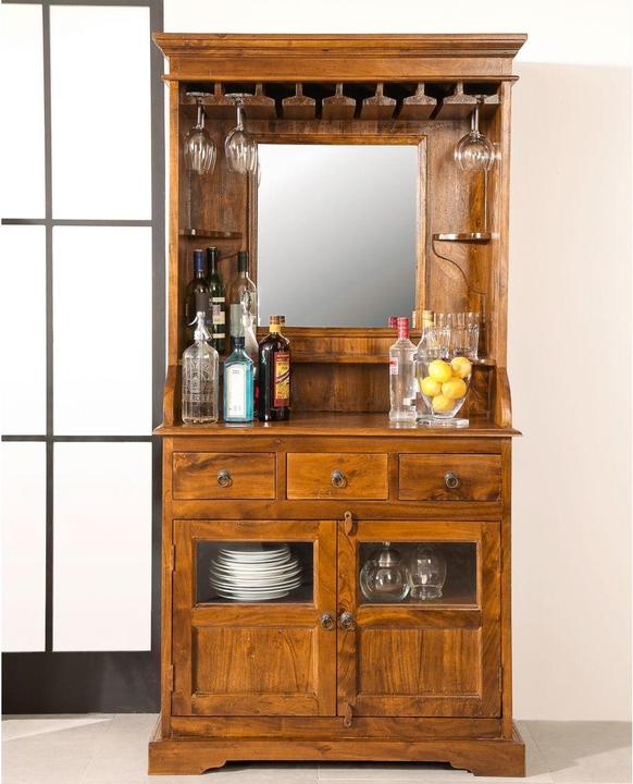 Produktbild Floki24 Barschrank im Kolonialstil, Akazie 97x52x193 OXFORD - hellbraun