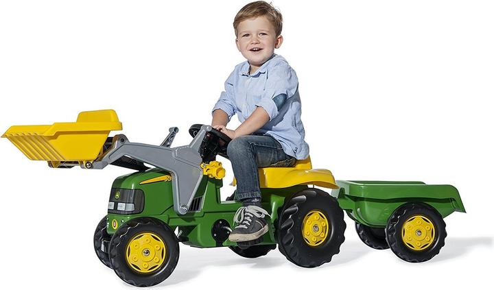 Productafbeelding Rolly Toys John Deere trekker met lader en aanhangwagen