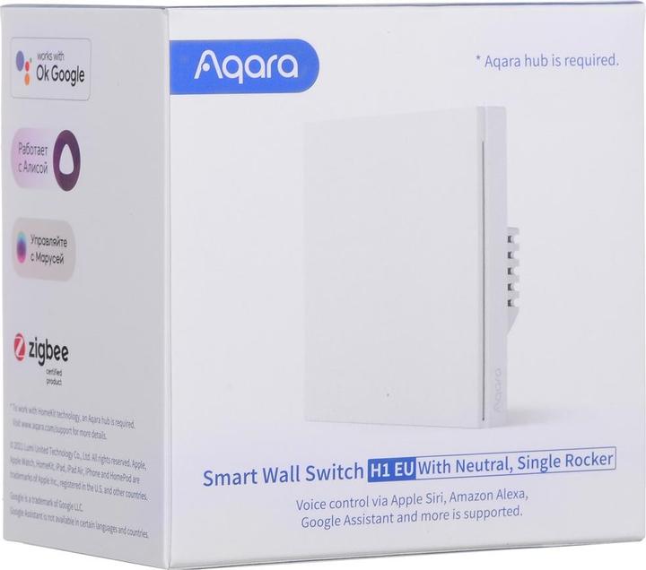 Produktbild Aqara Smart Wall Switch H1 Weiss With Neutral, Single Rocker (Zigbee)