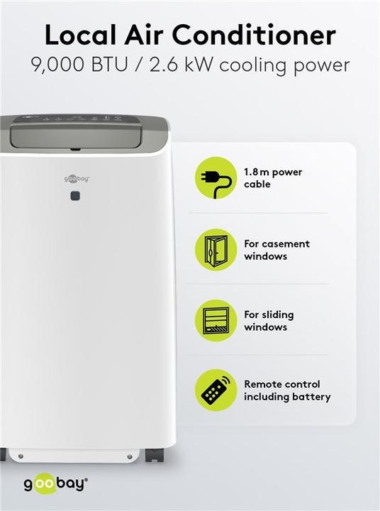 Actual product image Goobay Local Air Conditioner 9000 BTU/2600 W with Remote Control and Timer (20 m², 9000 BTU/h)