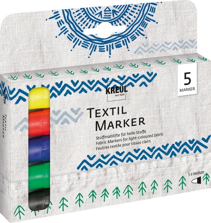 Actual product image Kreul Texi Mäx, set of 5 (Red, Green, Black, Yellow, Blue, 4 mm, 5 x)