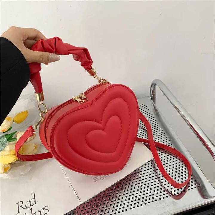 Only-Bags.Store Love Heart Shape Umhängetasche Small Handbags Designer Crossbody Bags Solid Pu Leather Top Handle