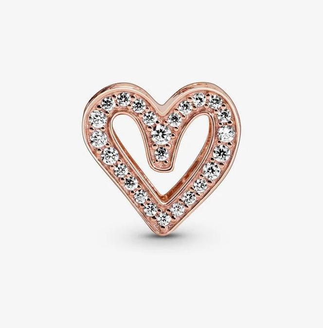 Actual product image Pandora Rose Sparkling Freehand Heart Charm (Metal, rose gold-plated)