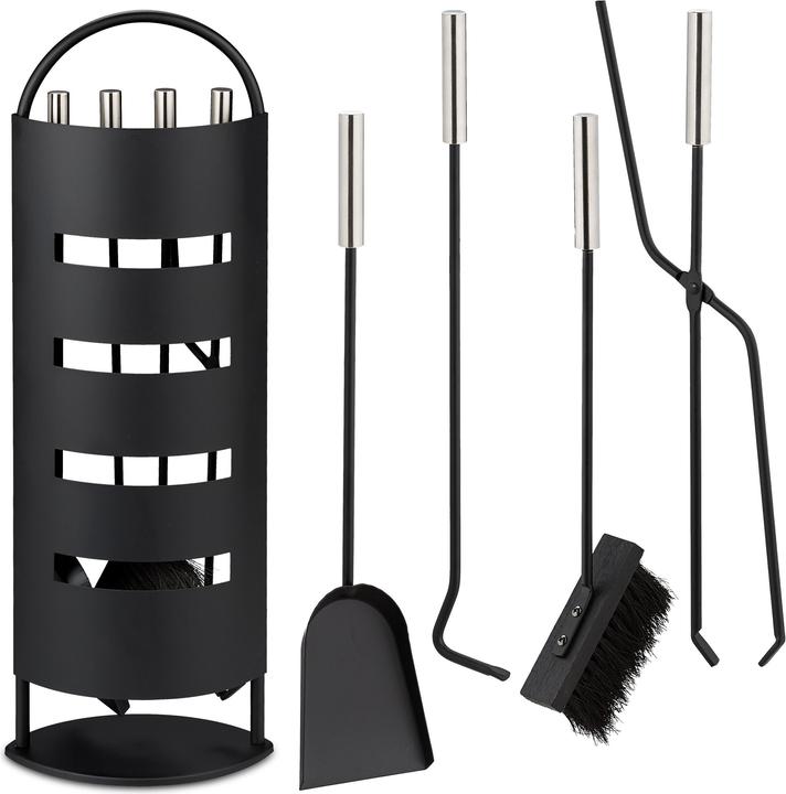Relaxdays Set de 5 outils de cheminée (23 x 15 x 66 cm)