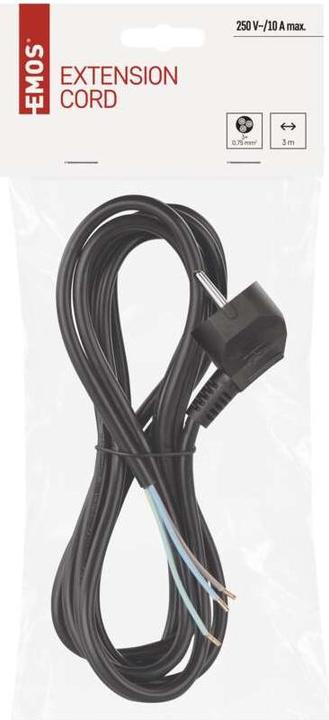 Produktbild Emos Netzkabel PVC 3x 0,75mm2, 3m, schwarz (3 m)