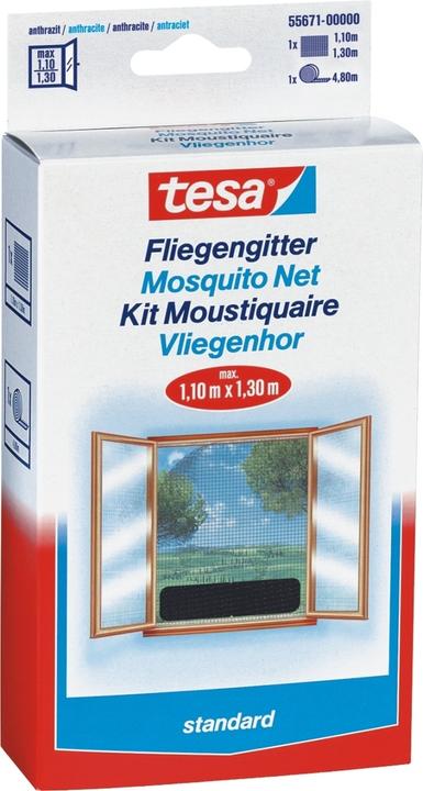 Actual product image tesa Insect screen STANDARD for windows, with Velcro tape, without drilling (110 x 130 cm)