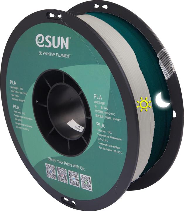 Actual product image eSUN PLA Glow Bright Blue Filament 1.75mm 1Kg (PLA+, 1.75 mm, 1000 g, Blue)
