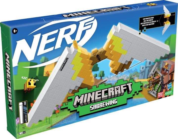 Actual product image Nerf Minecraft motorised sabrewing bow fires darts