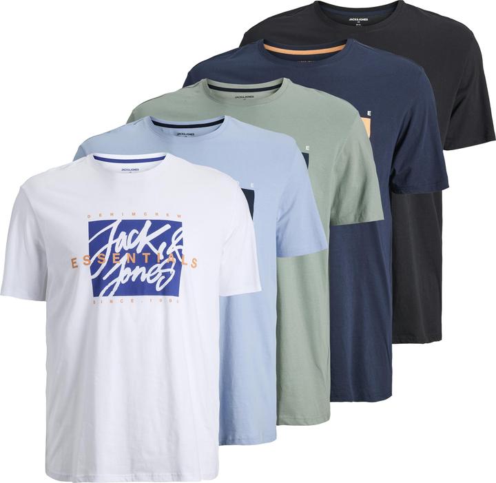 Jack & Jones Plus Size 5er-pack Gedruckt T-shirt T-shirt (4XL)