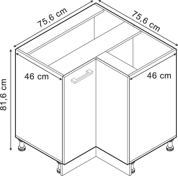 Produktbild Vicco Eckunterschrank R-Line (75.5 x 46 x 81.5 cm)