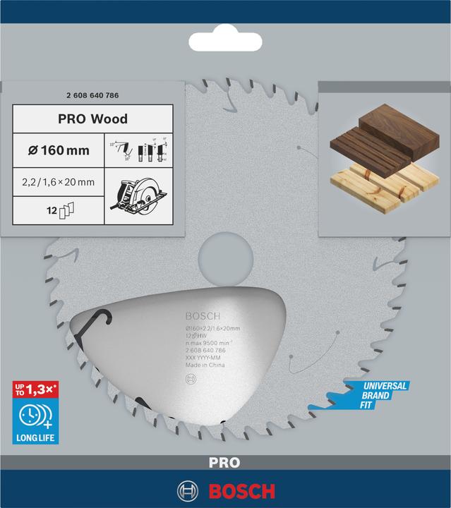 Actual product image Bosch Professional Zubehör PRO Wood circular saw blade, 160 x 2.2 x 20 mm