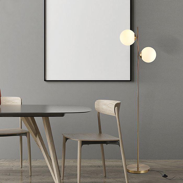 Image du produit Swisshandel24 Lampadaire Lampadaire Abat-jour en verre en 2 parties, acier+verre, 39 x 28 x 165cm (Golden (E27)