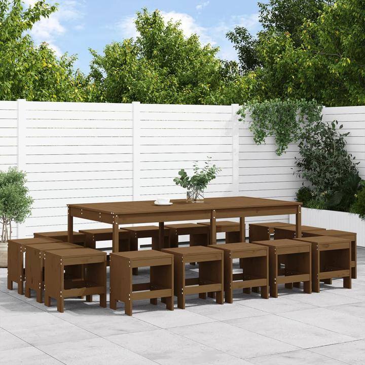 Actual product image VidaXL 17-tlg. Garten-Essgruppe Honigbraun Massivholz (100 cm)