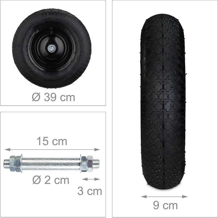 Image du produit Relaxdays Roue de brouette caoutchouc, 120 kg