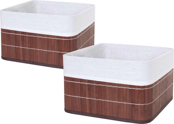 Produktbild Swisshandel24 2x Aufbewahrungskorb, Korb Aufbewahrungsbox Ordnungsbox Sortierbox Regalkorb, Bambus - braun