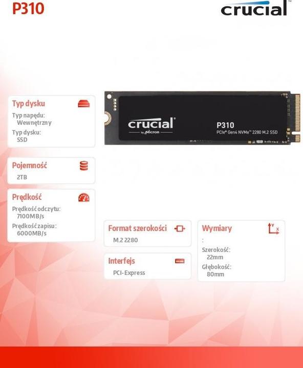 Produktbild Crucial P310 (2000 GB, M.2 2280)