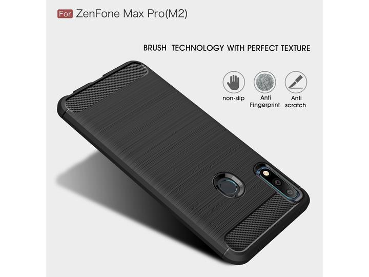 Actual product image Screenguard Asus Zenfone Max Pro M2 Cover Carbon Brushed Soft TPU (Asus Zenfone Max Pro (M2))