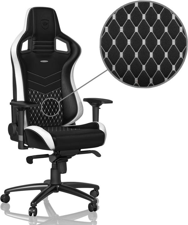 Produktbild noblechairs Gaming-Stuhl EPIC Echtleder-Gaming-Stuhl, Schwarz-Weiss-Rot
