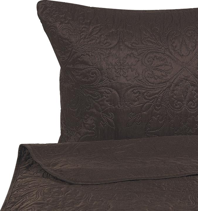 Actual product image Beliani Bedspread set with cushions embossed pattern 3-piece brown 140 x 210 cm RAYEN (140 x 210 cm)
