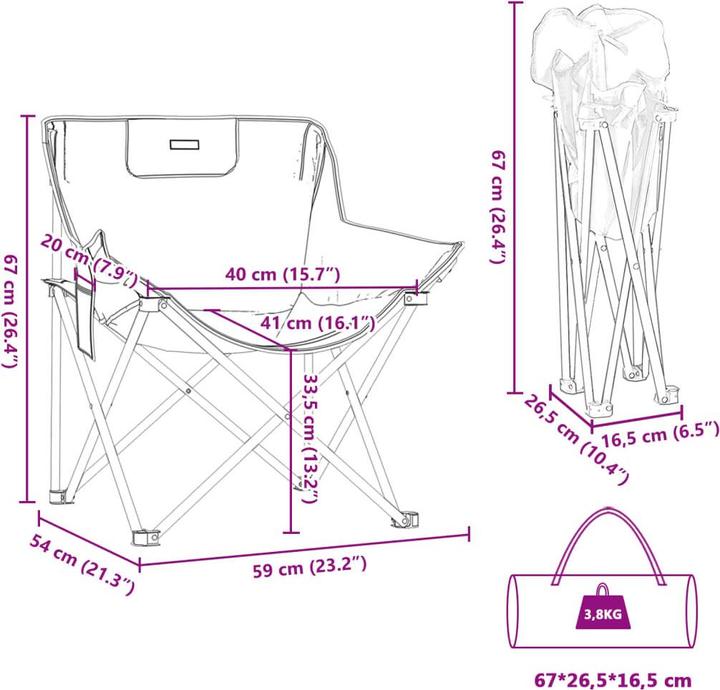 Image du produit VidaXL Chaises de camping 2 pcs. avec sac Pliable